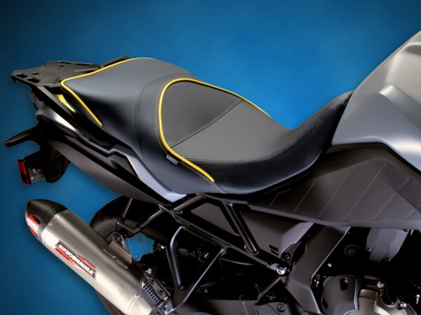 Sargent REVolution OEM Seat Upgrade for the Suzuki V-Strom DL800, protoype shown on the bike.